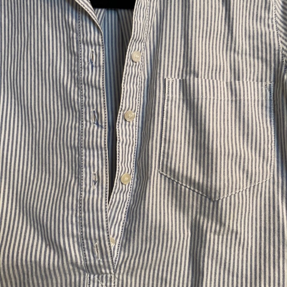 Blue & White Pin Stripe Seer Sucker J Crew Half Button Down XXS - Picture 2 of 6